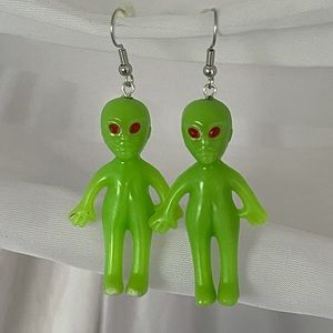 Green Alien Earrings